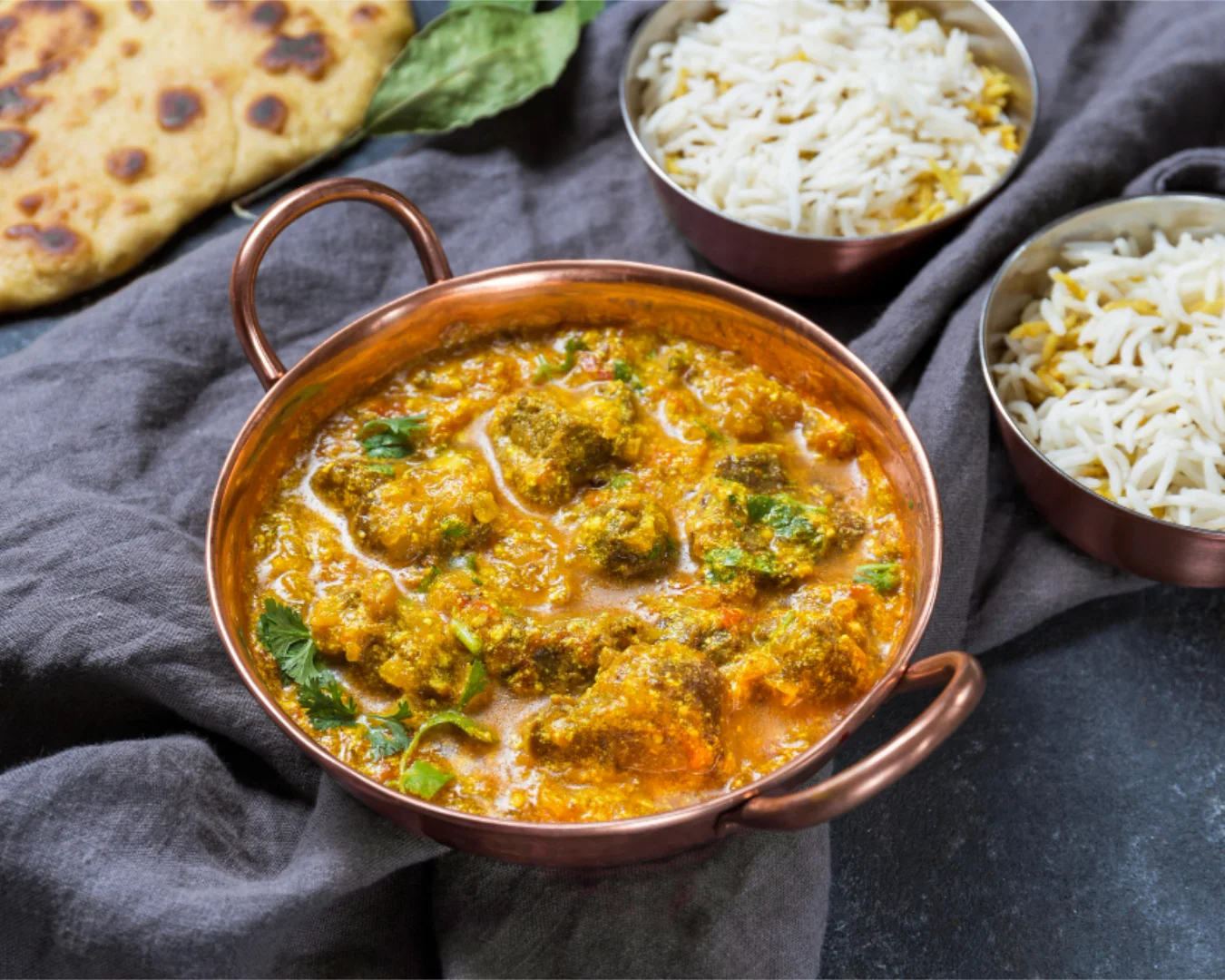 Home curry rice naan